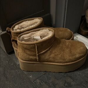 Cozy Tan Suede Platform Uggs